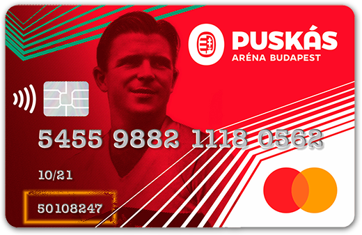 Top up your Puskás Prepaid Card with 10.000 HUF and get 50% discount on the card fee.